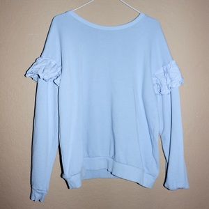 H&M Blue Crinkled Sleeved Cuff Sweater